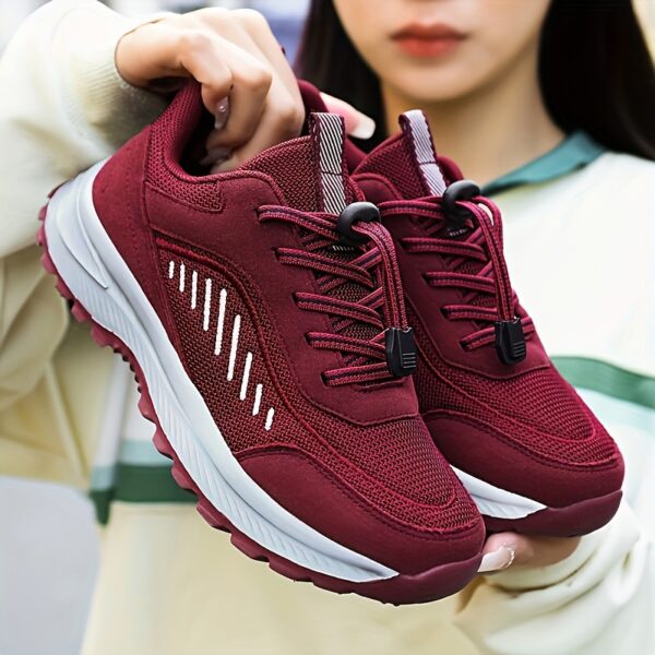 Women's Non-slip Outdoor Sporty Mesh Sneakers, Soft Sole Lace Up Athletic Sneakers, Breathable Walking Shoes - Image 7