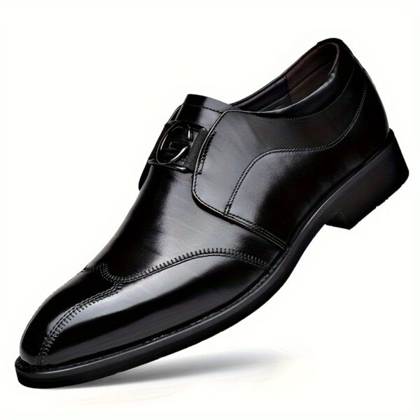Men's Solid Black Oxford Dress Shoes - Lace-Up Formal Business & Party Shoes with Upper, Breathable Rubber Sole & Comfortable PU Insole for Professional & Special Occasions, Classic Shoe Style
