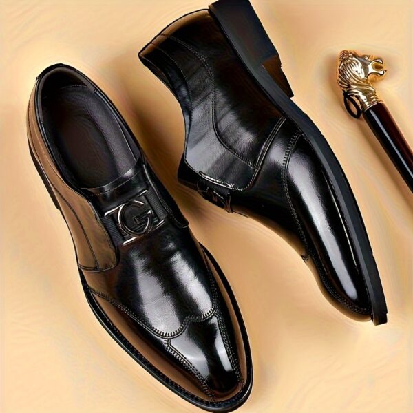 Men's Solid Black Oxford Dress Shoes - Lace-Up Formal Business & Party Shoes with Upper, Breathable Rubber Sole & Comfortable PU Insole for Professional & Special Occasions, Classic Shoe Style - Image 5