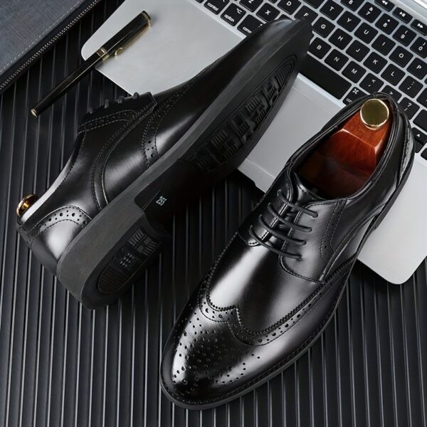 JIT2025 Men'S Versatile Dress Shoes - Black Brogue Oxford with Lace-Up Closure, Rubber Sole, and Faux Insole for Business, Weddings, and Formal Events, Formal Footwear | Elegant Footwear | Durable Footwear - Image 8