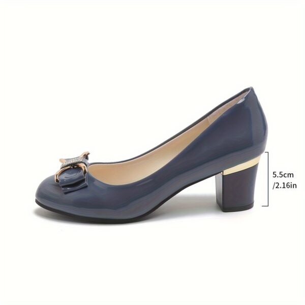 Fashionable High Heels For Women With A Shallow Mouth, Large Size, And A New Style Of Thick Heels And Round-toe Bowknots For Women - Image 14