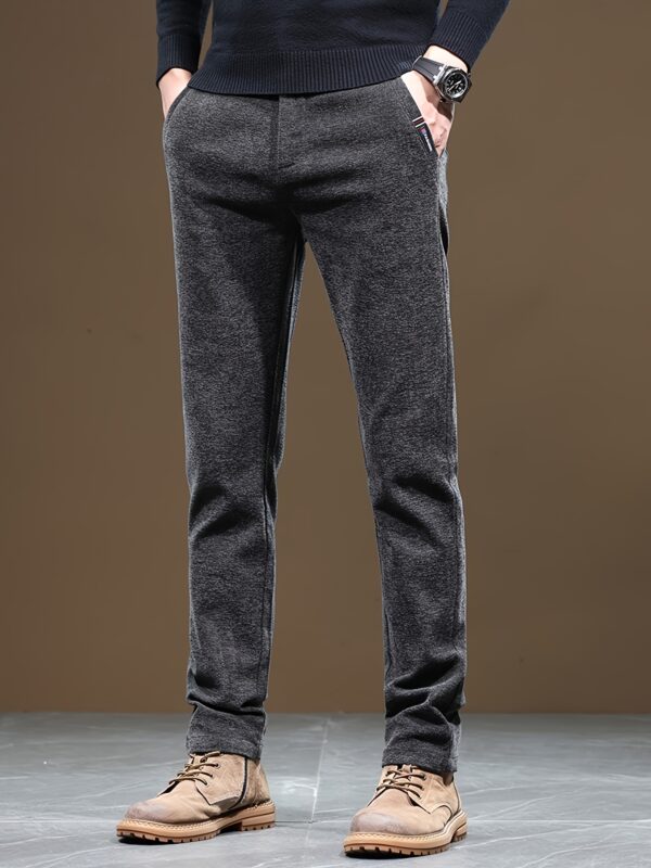 Men's Casual Warm Slim Fit Trousers, Semi-Formal cropped Pants For Fall Winter Business Leisure Activities - Image 9