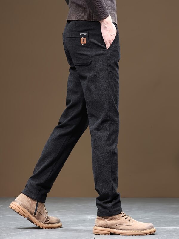 Men's Casual Warm Slim Fit Trousers, Semi-Formal cropped Pants For Fall Winter Business Leisure Activities - Image 7