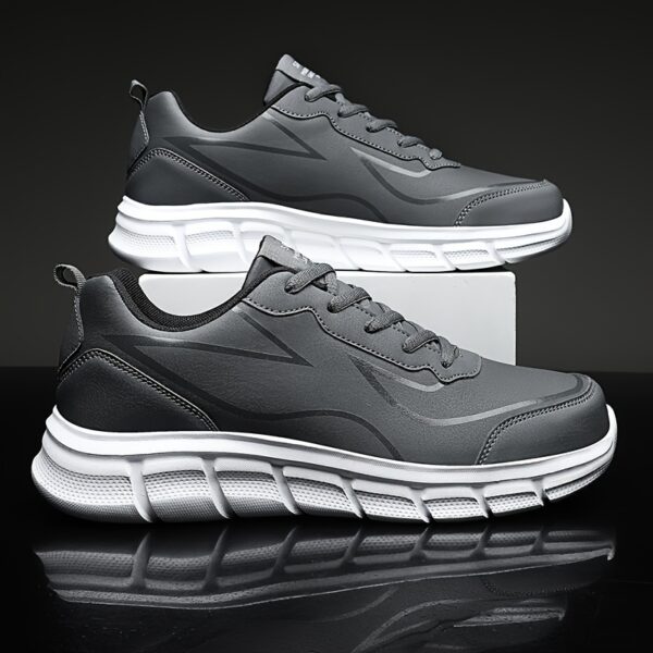 Men'S Black Breathable Casual Sneakers - Lightweight, Versatile Athletic Shoes for Travel, Sizes 5-9, Lace-Up, Round Toe, Faux Cover with MD Sole, Fabric Inner & Insole, Ideal for Fall, Spring, Winter, Casual Footwear|Sleek Black Sneakers|Durable MD Sole - Image 7