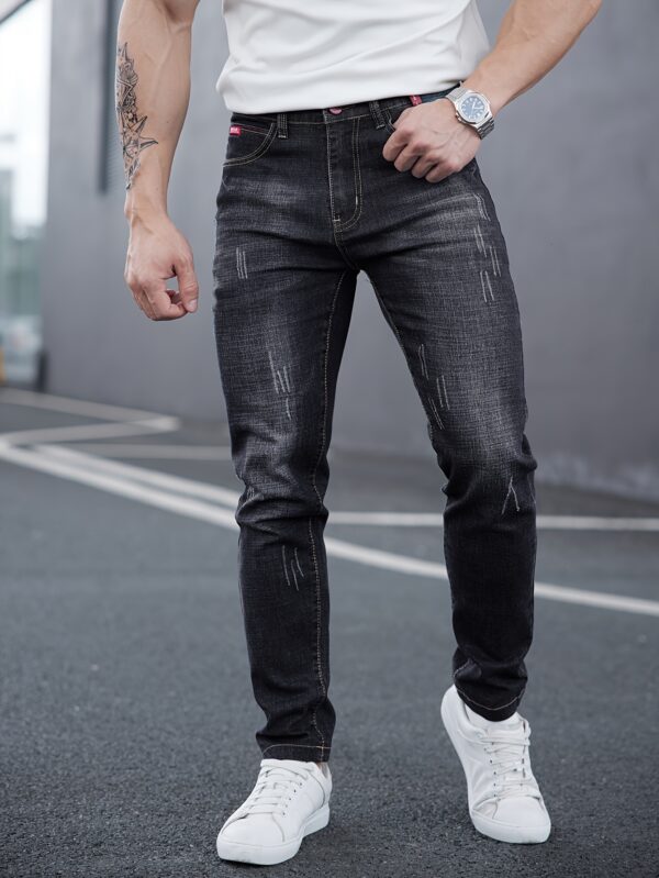 Men's Premium Slim-Fit Washed Jeans - Stretch Denim, Casual & Versatile for All Seasons - Image 9
