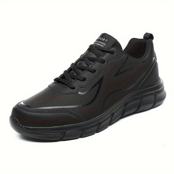 Men'S Black Breathable Casual Sneakers - Lightweight, Versatile Athletic Shoes for Travel, Sizes 5-9, Lace-Up, Round Toe, Faux Cover with MD Sole, Fabric Inner & Insole, Ideal for Fall, Spring, Winter, Casual Footwear|Sleek Black Sneakers|Durable MD Sole