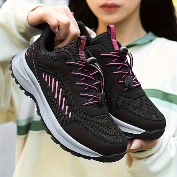 Women's Non-slip Outdoor Sporty Mesh Sneakers, Soft Sole Lace Up Athletic Sneakers, Breathable Walking Shoes - Image 4