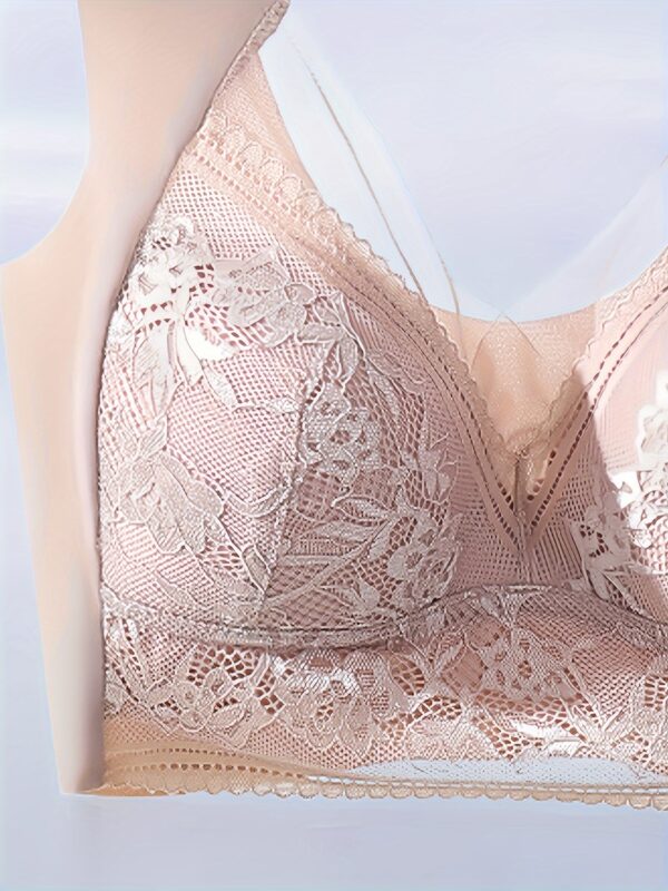 5 Pcs Elegant Floral Lace Wireless Bralette Bra, Comfy & Breathable Full Coverage Push Up Intimates Bra, Women's Lingerie & Underwear - Image 4