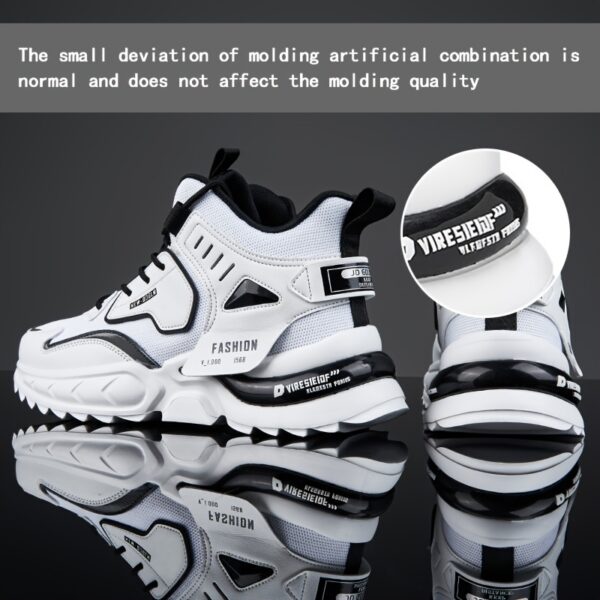 Men's Solid Trendy Chunky Shoes With Shock Absorption, Comfy Non Slip Lace Up Sneakers For Men's Outdoor Activities - Image 13