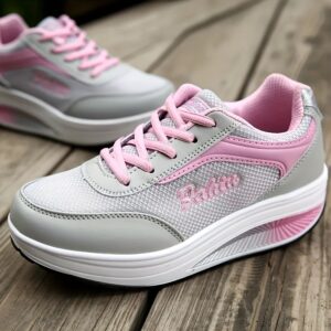 Fashion Walking Shoes For Women, Shock Absorption Wedge Sneakers, Breathable Outdoor Casual Sneakers
