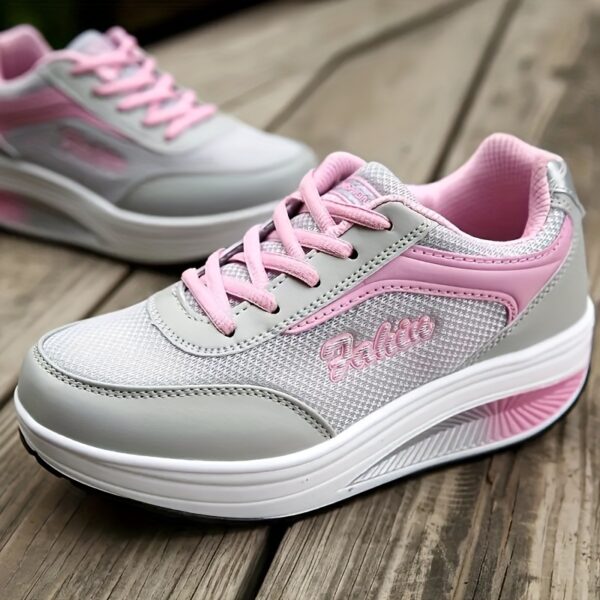 Fashion Walking Shoes For Women, Shock Absorption Wedge Sneakers, Breathable Outdoor Casual Sneakers