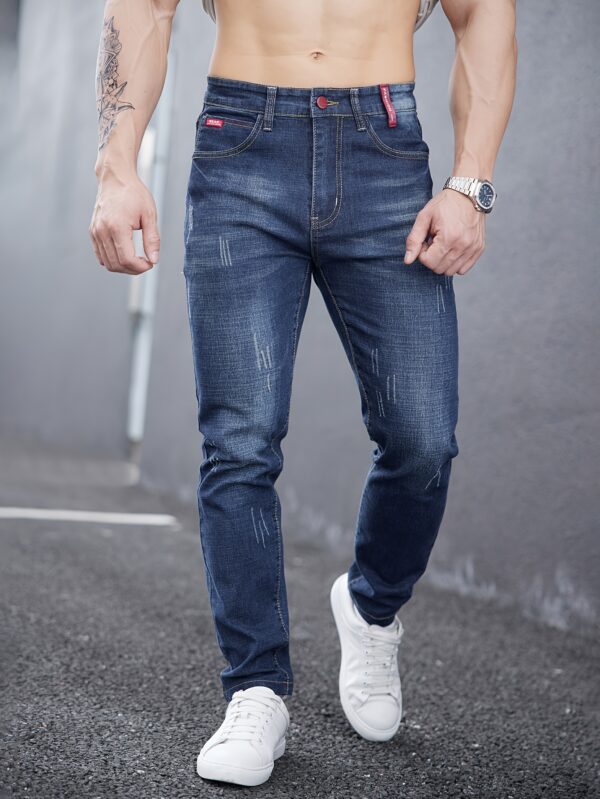 Men's Premium Slim-Fit Washed Jeans - Stretch Denim, Casual & Versatile for All Seasons - Image 6