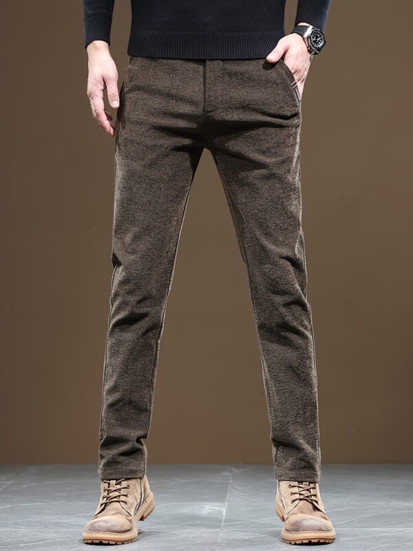 Men's Casual Warm Slim Fit Trousers, Semi-Formal cropped Pants For Fall Winter Business Leisure Activities - Image 8