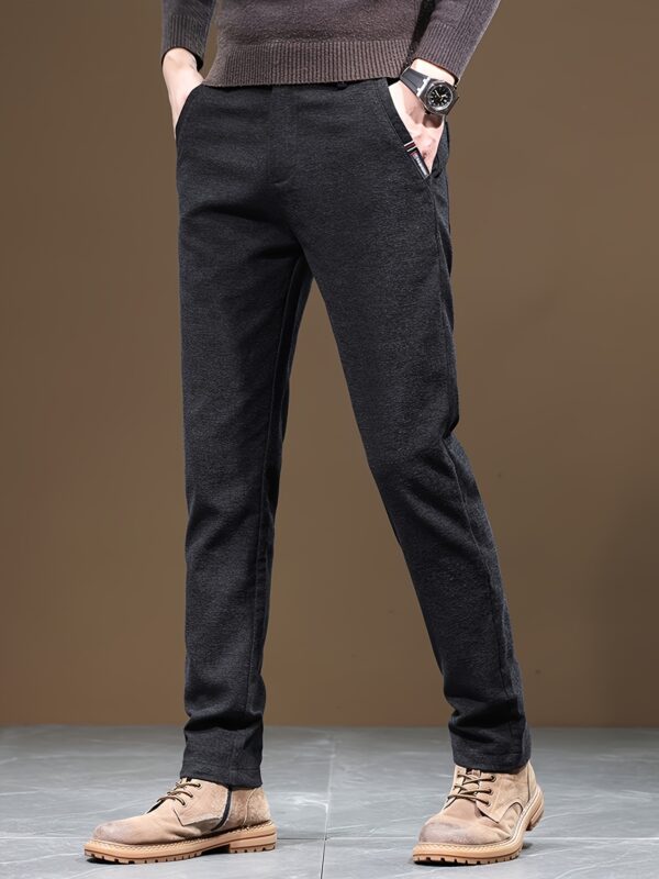 Men's Casual Warm Slim Fit Trousers, Semi-Formal cropped Pants For Fall Winter Business Leisure Activities - Image 10
