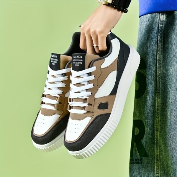 Men's Trendy Solid/Colour Block Skate Shoes, Comfy Non Slip Casual Lace Up Sneakers For Men's Outdoor Activities - Image 7