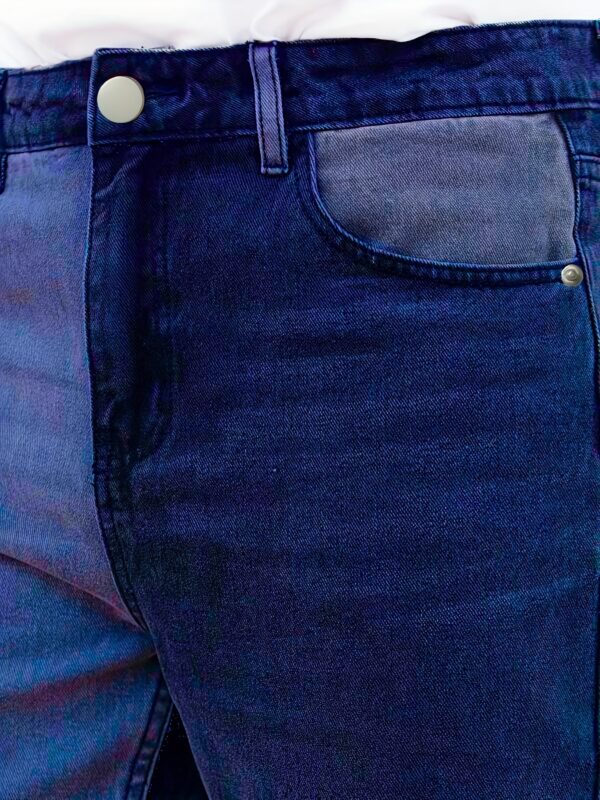 YasuyuAn Slim Fit Color Block Jeans for Men - Non-Stretch Denim, Casual & Slimming Effect, Washed Gray with Green to Black Transition, Perfect for Weekend Casual Wear - Image 10