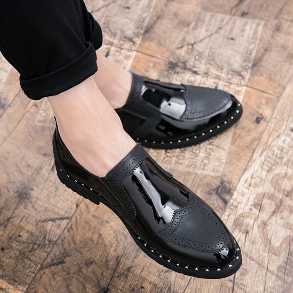 Luxurious Original New Men's Business British Leisure faux Shoes Oxford Shoes Driving Shoes Breathable Comfortable Non-slip Casual Shoes Flat Patent faux Fashion Casual Wedding Shoes Party Banquet Shiny Soft faux Shoes - Image 7