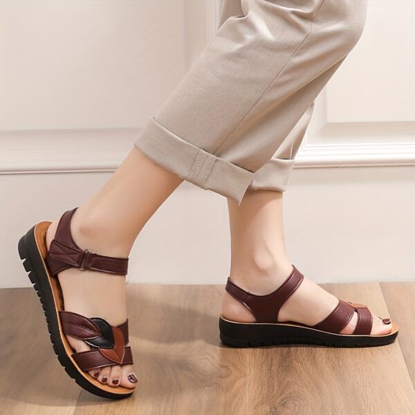 Women's Leaf Decor Sandals, Open Toe Non-slip Ankle Strap Casual Slingback Shoes, Summer Comfy Soft Shoes - Image 2