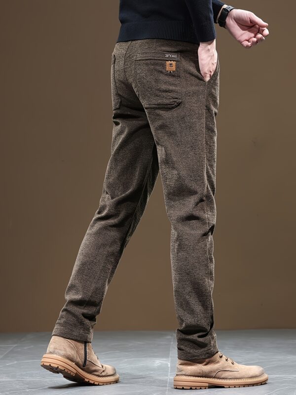 Men's Casual Warm Slim Fit Trousers, Semi-Formal cropped Pants For Fall Winter Business Leisure Activities - Image 2