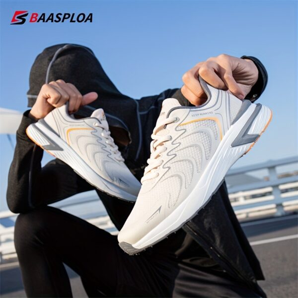 BAASPLOA Men's Breathable Mesh Running Footwear - Stylish Black with Orange Accents, All-Season Sneakers - Image 14