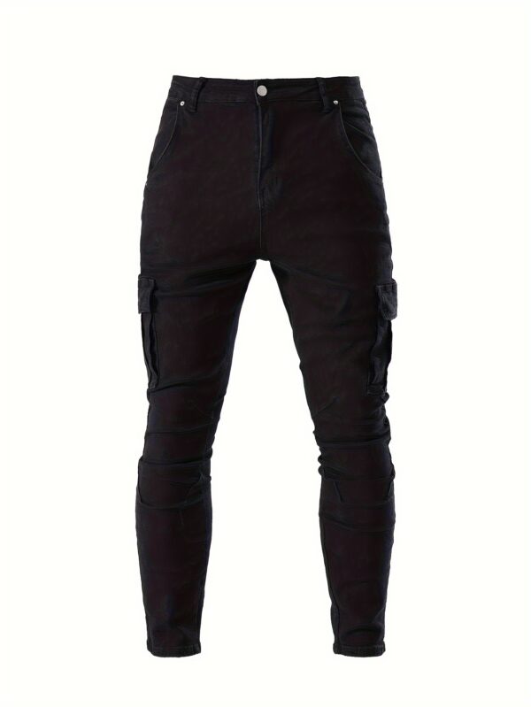 Men's Slim Fit Cargo Jeans - Stretch Denim with Multi-Pocket Design, Street Style, All-Season Wear - Image 5