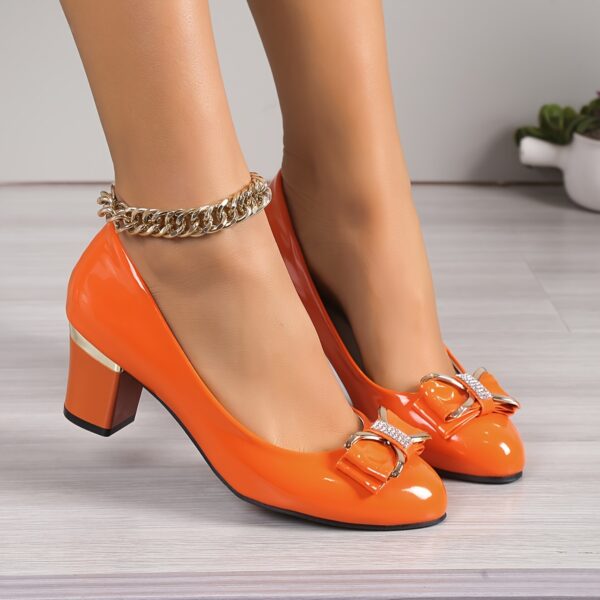Fashionable High Heels For Women With A Shallow Mouth, Large Size, And A New Style Of Thick Heels And Round-toe Bowknots For Women - Image 10