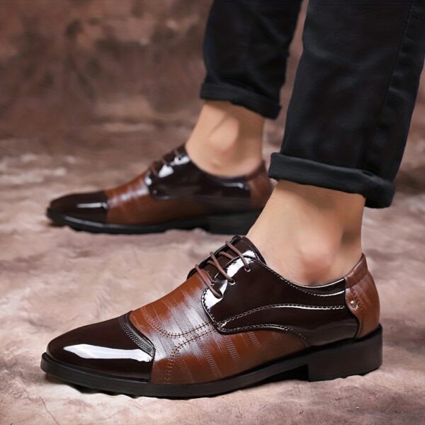 Men's British Style Derby Shoes, Wear-resistant Non-Slip Dress Shoes For Wedding Business - Image 12