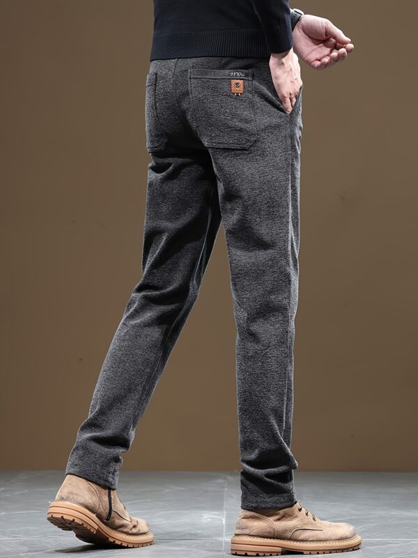 Men's Casual Warm Slim Fit Trousers, Semi-Formal cropped Pants For Fall Winter Business Leisure Activities - Image 3
