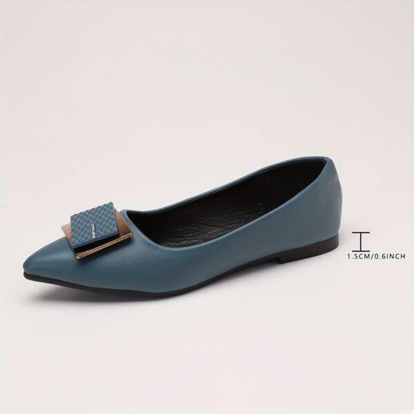 Women's Pointed Toe Flat Shoes, Fashionable Rectangle Buckle Decor Work Shoes, Versatile Elegant Flats - Image 11