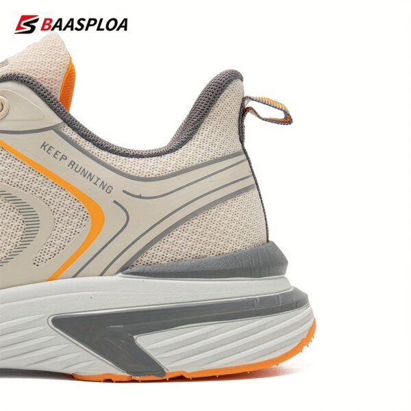 BAASPLOA Men's Breathable Mesh Running Footwear - Stylish Black with Orange Accents, All-Season Sneakers - Image 10