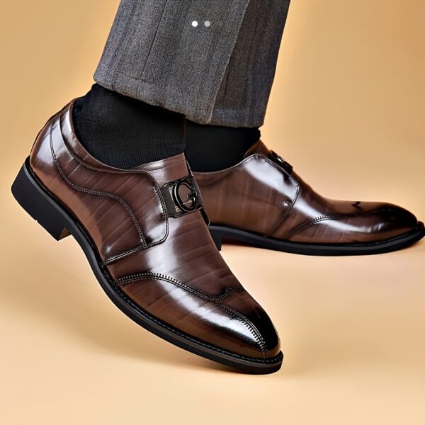 Men's Solid Black Oxford Dress Shoes - Lace-Up Formal Business & Party Shoes with Upper, Breathable Rubber Sole & Comfortable PU Insole for Professional & Special Occasions, Classic Shoe Style - Image 9