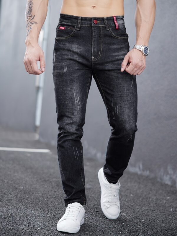 Men's Premium Slim-Fit Washed Jeans - Stretch Denim, Casual & Versatile for All Seasons - Image 5