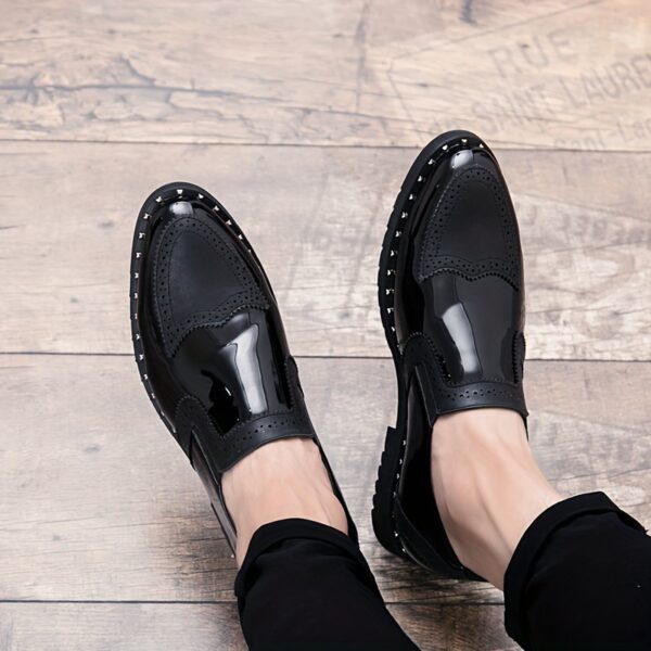Luxurious Original New Men's Business British Leisure faux Shoes Oxford Shoes Driving Shoes Breathable Comfortable Non-slip Casual Shoes Flat Patent faux Fashion Casual Wedding Shoes Party Banquet Shiny Soft faux Shoes - Image 6