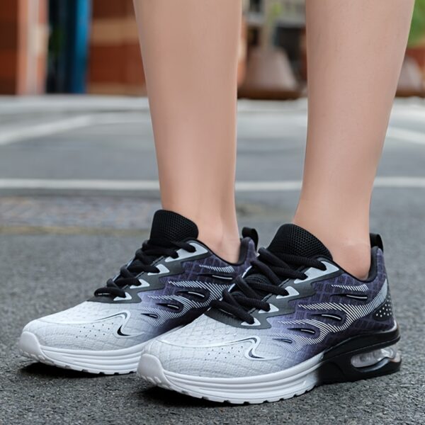 Women's Sporty Running Shoes, Ombre Color Lace-up Casual Sneakers With Air Cushion, Non-slip Breathable Mesh Walking Shoes - Image 9