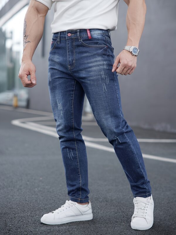Men's Premium Slim-Fit Washed Jeans - Stretch Denim, Casual & Versatile for All Seasons - Image 2