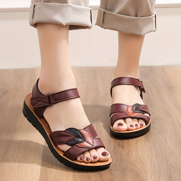 Women's Leaf Decor Sandals, Open Toe Non-slip Ankle Strap Casual Slingback Shoes, Summer Comfy Soft Shoes - Image 9
