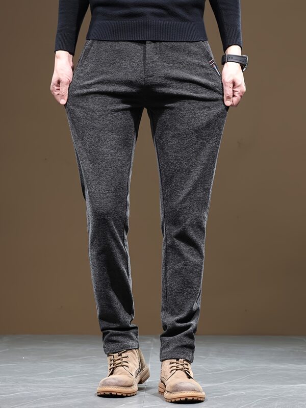 Men's Casual Warm Slim Fit Trousers, Semi-Formal cropped Pants For Fall Winter Business Leisure Activities - Image 6