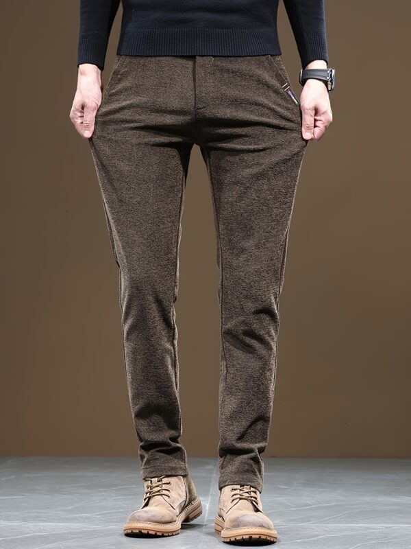 Men's Casual Warm Slim Fit Trousers, Semi-Formal cropped Pants For Fall Winter Business Leisure Activities - Image 5