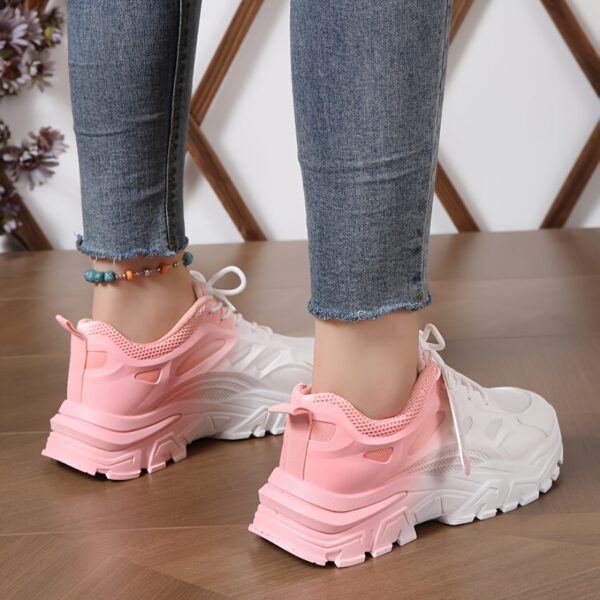 Women's Gradient Chunky Sneakers, Fashion Lace Up Low Top Running Trainers, All-Match Sports Shoes - Image 7