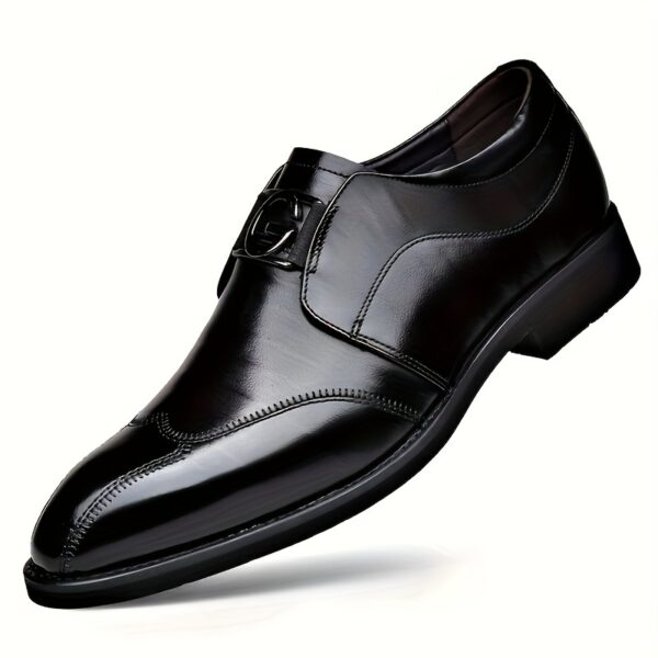 Men's Solid Black Oxford Dress Shoes - Lace-Up Formal Business & Party Shoes with Upper, Breathable Rubber Sole & Comfortable PU Insole for Professional & Special Occasions, Classic Shoe Style - Image 6