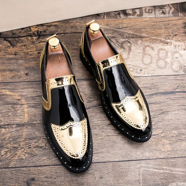 Luxurious Original New Men's Business British Leisure faux Shoes Oxford Shoes Driving Shoes Breathable Comfortable Non-slip Casual Shoes Flat Patent faux Fashion Casual Wedding Shoes Party Banquet Shiny Soft faux Shoes - Image 2