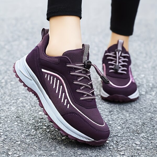 Women's Non-slip Outdoor Sporty Mesh Sneakers, Soft Sole Lace Up Athletic Sneakers, Breathable Walking Shoes