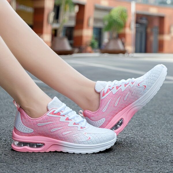 Women's Sporty Running Shoes, Ombre Color Lace-up Casual Sneakers With Air Cushion, Non-slip Breathable Mesh Walking Shoes - Image 7