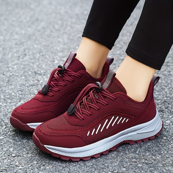 Women's Non-slip Outdoor Sporty Mesh Sneakers, Soft Sole Lace Up Athletic Sneakers, Breathable Walking Shoes - Image 12