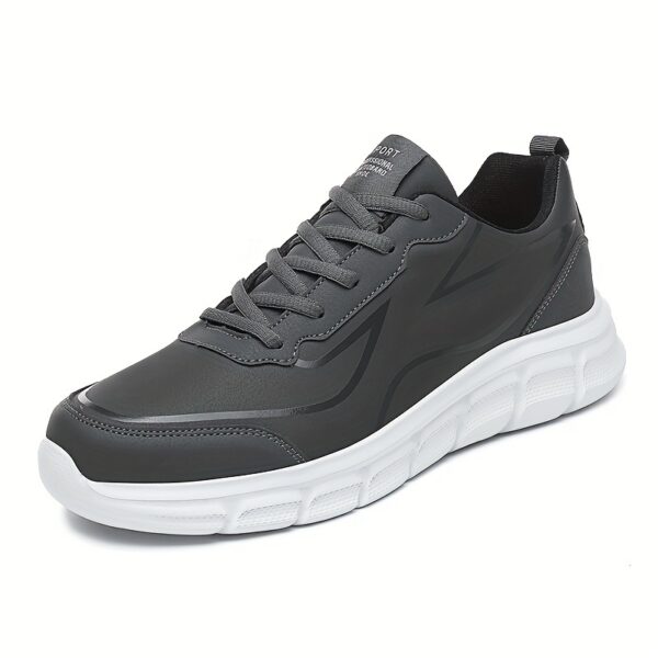 Men'S Black Breathable Casual Sneakers - Lightweight, Versatile Athletic Shoes for Travel, Sizes 5-9, Lace-Up, Round Toe, Faux Cover with MD Sole, Fabric Inner & Insole, Ideal for Fall, Spring, Winter, Casual Footwear|Sleek Black Sneakers|Durable MD Sole - Image 8