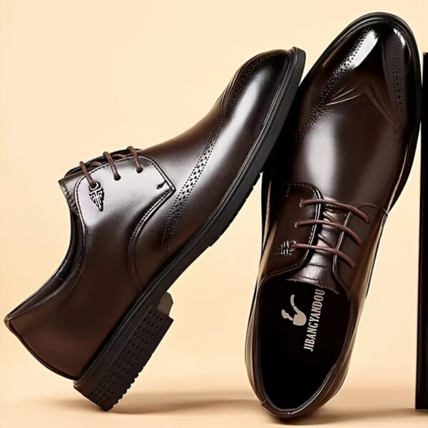 Elegant Brown Dress Shoes for Men - High-Quality Lace-Up Oxfords with Perforated Toe Box, Perfect for Business, Wedding, and Party Attire, All-Season Comfort, Formal Footwear | Elegant Shoe Design | Durable Footwear - Image 7