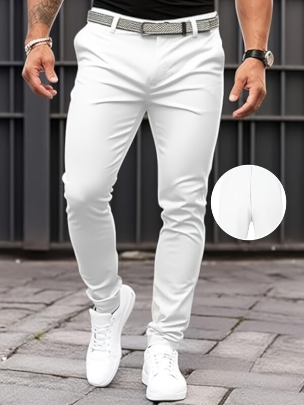 Men'S Slim-Fit Stretch Denim Casual Pants - Raw Detailing, Dark Blue, Comfortable & Stylish for Casual Attire, All-Season Jeans|Slim Fit Pants|Stylish Casualwear - Image 2