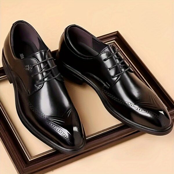 Elegant Brown Dress Shoes for Men - High-Quality Lace-Up Oxfords with Perforated Toe Box, Perfect for Business, Wedding, and Party Attire, All-Season Comfort, Formal Footwear | Elegant Shoe Design | Durable Footwear - Image 8