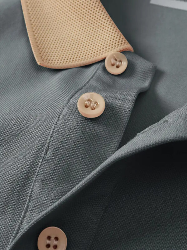 Men'S Summer Contrast Collar Polo Shirt - "BOOS" Print, Lightweight Breathable Fabric, Casual Short Sleeve Top for Casual Attire, Stylish Button-Up Design, Quality Craftsmanship - Image 7