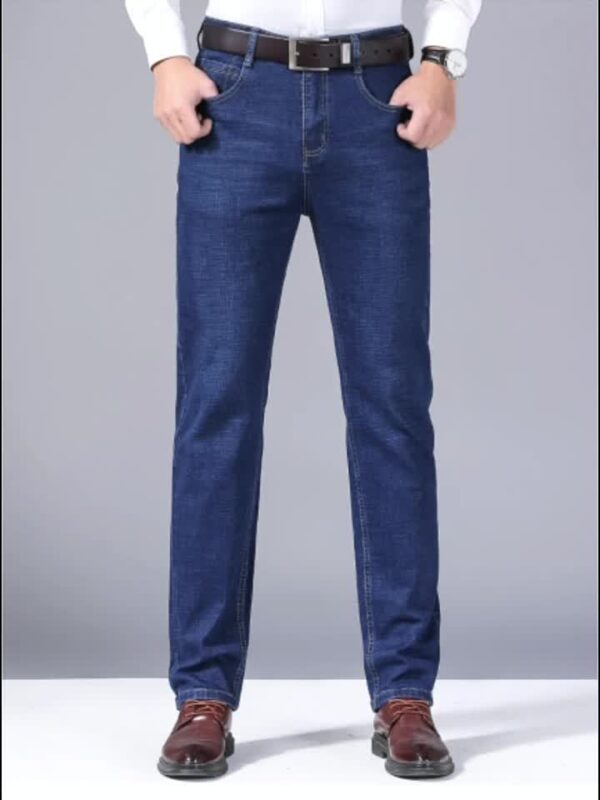 Men'S All-Season Basic Denim Jeans, 45% Cotton 26% Viscose 27% Polyester 2% Elastane, Solid Color, Regular Fit, Slight Stretch, Washed, Woven, 300g/m² - Business Casual Straight Leg Pants - Image 7